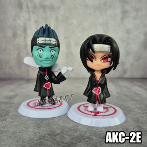 Action Figure NARUTO CHIBI isi 2 pcs - Miniatur Topper Kue Pajangan Mainan Sasuke Akatsuki Kakashi
