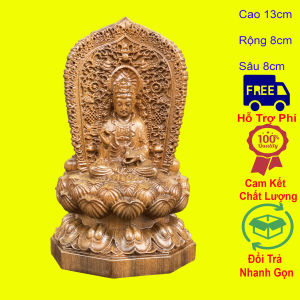 Tượng ta bà tam thánh 3 mặt phật bà quan âm phật địa tạng phật thích ca gỗ bách xanh