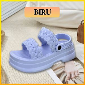 Sandal Wedge Wanita Tinggi Jelly Kekinian Korean Style Elegan Casual EVA Sendal Cewek Wanita Platform Tebal 5CM Tenun Luar Ruangan