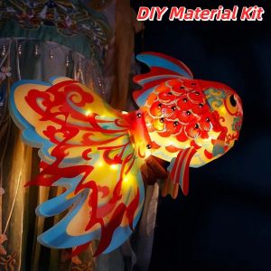 MING1996 Handmade Goldfish Lantern DIY Traditional Glowing Paper Lamp Kit Handheld Light Toy Safe Mid Autumn Craft Kids