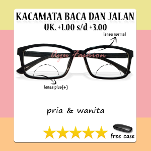 Kacamata Double Lensa Fungsi Atas Normal/Jalan Bawah Plus/Rabun Dekat Untuk Pria Wanita Ready Ukuran Plus (+) 1.00 s/d 3.00 - OPTIK PLUS MURAH