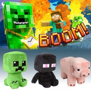 30cm MC Creeper Stuffed Animal Plush Toy Pink Axolotl Plushie Pillow Doll Kids Birthday Gift Home Decoration