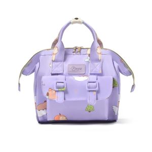 SI958 Cartoon Print Mommy Backpack Large Capacity Multifunctional Travel Backpack Lightweight Wear-resistant Baby Diaper Bag Women