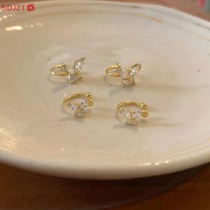 🚚【Local Express Delivery】🚚 1Pair Shinning Zircon Big Small Butterfly Ear Clip Earrings  No  Ear Cuff Women   Ear Wrap