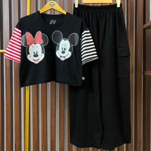 RICHY SET COMBAD CROP + KULOT JOGGER MOTIF MIKI SETELAN PREMIUM V1