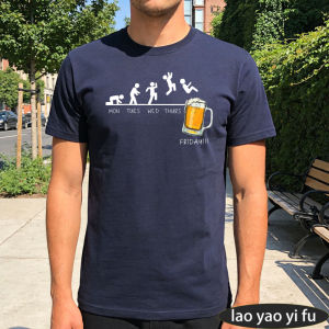 [Local Stock] HBESTY  Monday To Friday Evolution Beer Graphic Shirt Weekend Vibes Men Tee Funny Work Week Top Humor Friday T-Shirt
