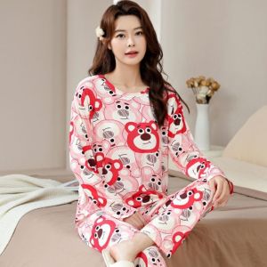 🫰🏻 Sweetie Store 🫰🏻 [ READY STOCK ] Women Pyjamas Cartoon Long Sleeve & Long Pant Size M-2XL Nightwear