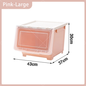 Hisoa Flip Top Storage box Stackable Organizer Plastic Transparent Storage Container Box with Wheels