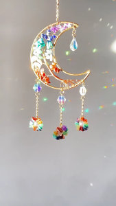 Đầy Màu Sắc Dreamcatchers Hình dạng mặt trăng làm cầu vồng vật treo cửa sổ Suncatchers Trang Trí Cho Trang Chủ trang trí ô tô