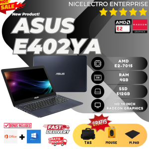 LAPTOP ASUS VIVOBOOK E402YA | AMD E2-7015 | RAM 4GB | SSD 512GB | 14 INCH | FREE BONUS
