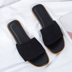 Free Shipping WomenS Sandals 2026 Summer New Collection Breathable Knit Design Korean-Style One-Strap Sandals Flat Casual Sandals For Women
