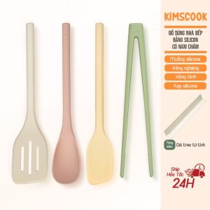 [Ảnh thật] [Có sẵn] [Chính hãng]SET DỤNG CỤ BẾP SILICONE CHỊU NHIỆT CAO CẤP KÈM GIÁ TREO TỪ TÍNH 4 MÓN KIMSCOOK