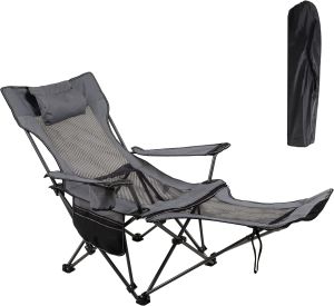 SUOMUEN Camping Folding Chair with Foot Rest Collapsible Camp Chair with Cup Holder and Removable Storage Bag Heavy Duty Beach Chair for Outdoor Camp Picnic Travel Fishing
