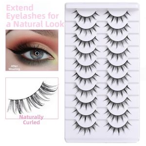 LUXURYLYN 10 Pairs Fluffy Thick Fluffy Fake Lashes Soft Wispy Glue Version Dramatic Faux Mink Lashes Womens Fashion Eyelashes Extension 3D Faux Mink Lash Eye Lash Extension