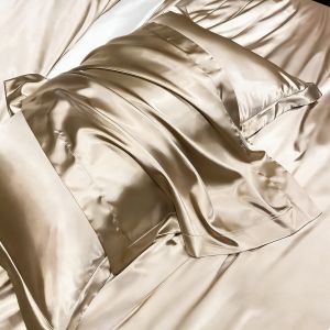 Pillowcase Faux Silk Cooling Soft Smooth Envelope Closure Solid Color Bed Decor Sleep Home