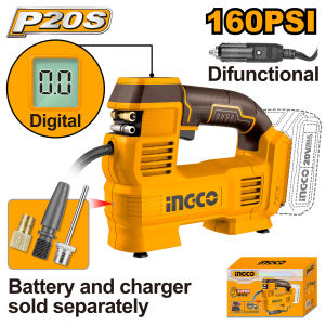 INGCO 20V CORDLESS DIGITAL AIR COMPRESSOR | MAX 160PSI | CACLI2012