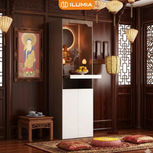 [FURNI HOME] Bàn thờ phật bàn thờ gia tiên chất liệu gỗ MDF phủ melamin màu vân gỗ óc chó ILUMIA - GP400