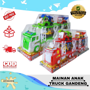 Mainan Anak Kendaraan Super Truck Gandeng Muat Mobil Mini Edukasi Acekids -M538