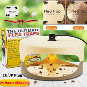 KONKA Electric Fly Insect Lamp Flea Trap Sticky Dome Flea Trap with 2 Glue Discs & 2 Light Bulbs 5/2pcs Flea Stickers for Children Pet
