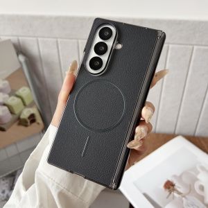 Luxury Leather Matte Case for Samsung Galaxy Z Fold 7 6 5 4 fold7 zfold Wireless Charging Hinge Shockproof Cover
