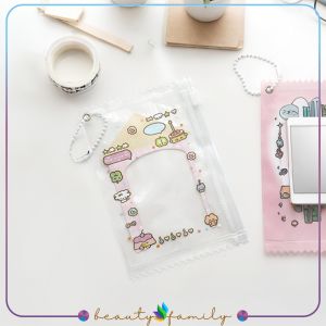 BF-C1302 Ziplock Pouch Photocard Transparan Holder Keychain Penyimpan Kartu / Gantungan Kunci Foto