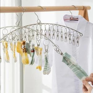 10 Clips Undies Hanger Stainless Steel Clothes Drying Hanger Windproof Clothing Rack Clothes Hanger