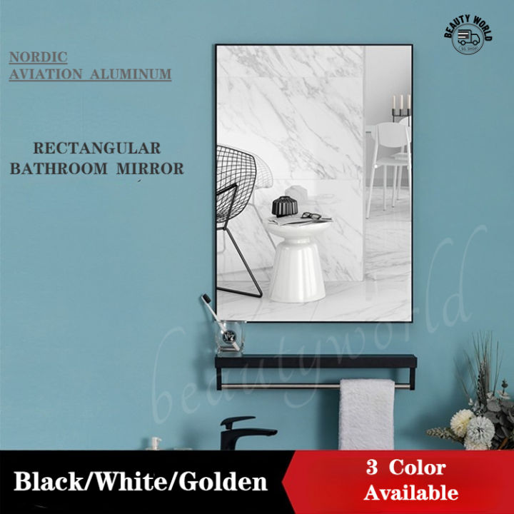 [SG Seller] READY STOCK Wallmounted Bathroom Mirror Square Cosmetic Mirror with shelf Lazada