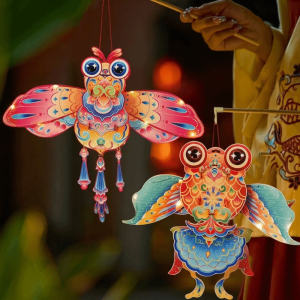 SRAITH Cartoon Mid-Autumn Festival Lantern DIY Material Bag Handmade Childrens Handheld Lantern Ancient Luminous Dragonfly Butterfly Lantern Kindergarten