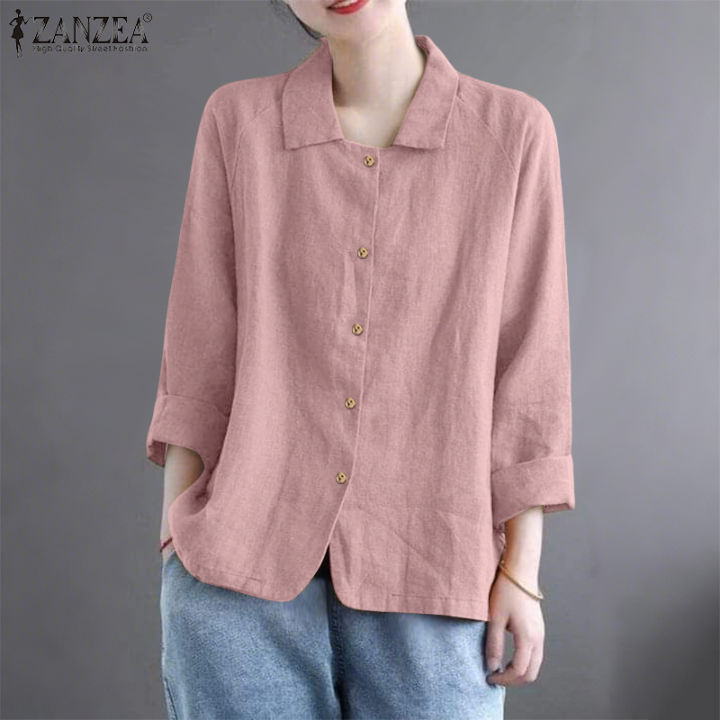 Celmia ZANZEA phong cách Hàn Quốc Phụ nữ thời trang đường phố Áo Cổ LậT ...