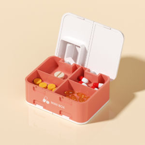 Double-Layer Medicine Cutter One-Week Small Medicine Box Travel Pill Organizer Portable Sealed Moisture-proof Splitter Pill Holder