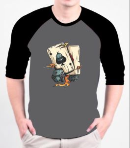 KAOS RAGLAN PRIA KARTU DTF M81 3/4 \ KAOS RAGLAN PRIA LENGAN 3\4 ATASAN PRIA / KAOS MURAH / KAOS DISTRO / KAOS SIMPLE / T-SHIRT PRIA