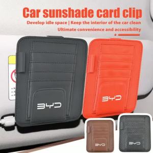 secr Car Sun Visor Storage Clip Multi Pocket Card Holder Organizer For BYD Song Tang DM-i Qing Yuan Plus Atto 3 Interior Accessories 6K4N7