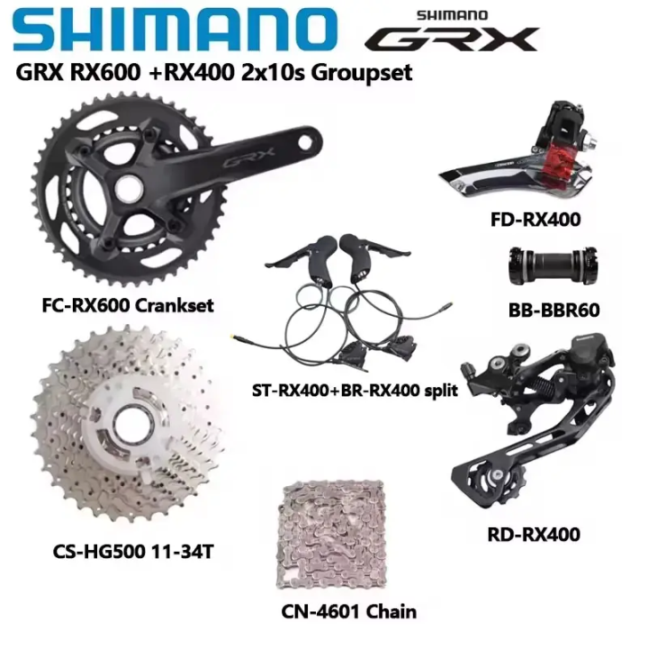 Shimano GRX RX600 Groupset 2x10 Speed Road Bike RX600 170mm 46-30T