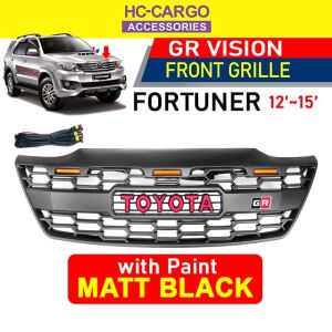 Hc Cargo Toyota Fortuner 2012 - 2015 GR Sport Matte Black 3 LED Front Grill Grille Fortuner GR Grill