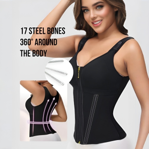 Double Layered Zippered Body Shaping Garment with Pressure Reducing Tummy Lifting Bust Lifting Waist Slimming and Back Shaping Waist Slimming Belt排扣拉链塑身衣
