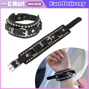 New PU Leather Bracelet Punk Bracelet Adjustable Skull Goth Cuff Bracelet Gothic Rivet Buckle Wristband for Men Women