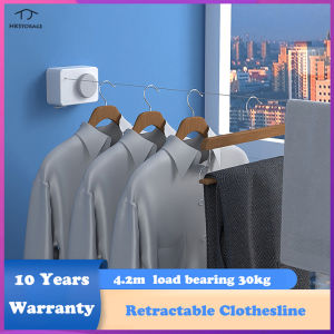 HKStorage 4.2M Dây Phơi Quần Áo Có Thể Thu Vào Dây Phơi Quần Áo Giặt Ngoài Trời Trong Nhà Gắn Tường Dây Phơi Quần Áo Dây Phơi Vô Hình Ban Công