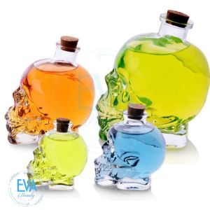 Bình Thuỷ Tinh Kiểu Dáng Đầu Lâu Nắp Nút Gỗ 180 Ml - Bình Đầu Lâu Nút Bần Nhỏ M1298