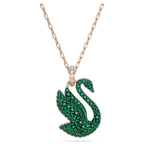 SWAROVSKI Luxury Iconic Swan small size green swan diamond pendant necklace S925 sterling silver womens fashion necklace