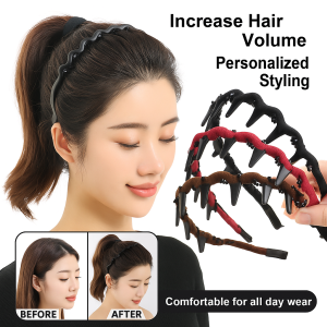 Womens High Hairline Water Diamond Headband Fashionable Face Washing Special Use Hairband Diamond Wave Hair Band Fashion Toothed Non-Slip Hair Hoops高颅顶闪钻波浪发箍