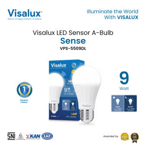 Visalux Lampu LED A-Bulb Sense Sensor 6500K Daylight / Lampu Sensor Cahaya Otomatis Putih 9W (SEN-VPS5509DL)