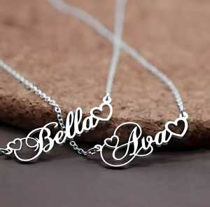 Kalung Nama Sendiri Titanium Silver Anti Karat Termurah Bisa Request Nama Sendiri