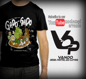 BAJU KAOS GADO-GADO / KAOS DISTRO / TSHIRT MAKANAN KULINER INDONESIA FOOD Hitam