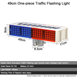 Red and blue solar warning strobe lights road traffic safety flash lights night construction glare intersection flashing lights