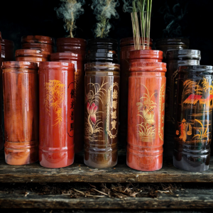 Ống đựng nhang chất liệu gỗ tràm tự nhiên nhiều mẫu đẹp