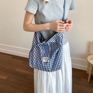 CICI Simple Leopard Shoulder Bag Large Capacity Korean Underarm Bag Fashion Students Plaid Crossbody Bags Women