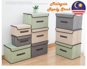 Msia Stock Wardrobe Organizer Foldable Linen Cloth Storage Box Wardrobe Storage Clothes Toys Box Cabinets