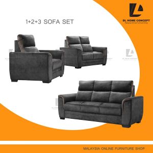 DL Home Concept May 1+2+3 Sofa Set (Soft Velvet Fabric)