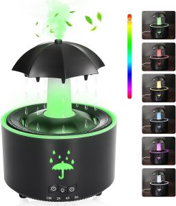 Aesthetic 2-in-1 Humidifier Oil Diffuser with Rotating Raindrop & 7 LED Mood LightsCool Mist Humidifier Quiet Variable Mist for up to 24 HrsEasy to Fill & Clean Auto Shut-Off