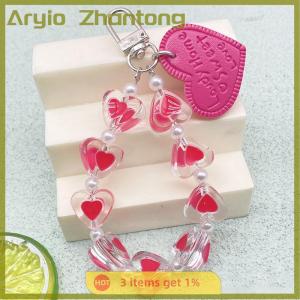 Aryio Love Heart Lanyard Anti-Lost Bracelet For Mobile Phone Case Wrist Strap Car Keychain Cute Phone Charm
